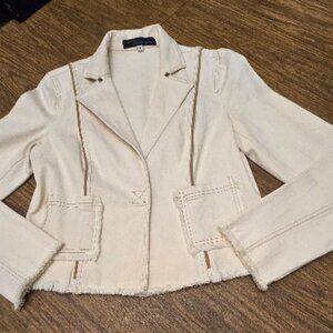 D'JEANS by Donna Degnan Cream/Tan Cotton Blend Jacket w/Pockets - Size 8M